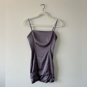 Elegant Purple Satin Slip Dress